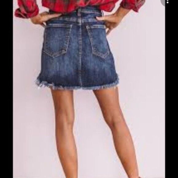JCrew Stone washed denim skirt raw hem 0 BoxK - Picture 1 of 3